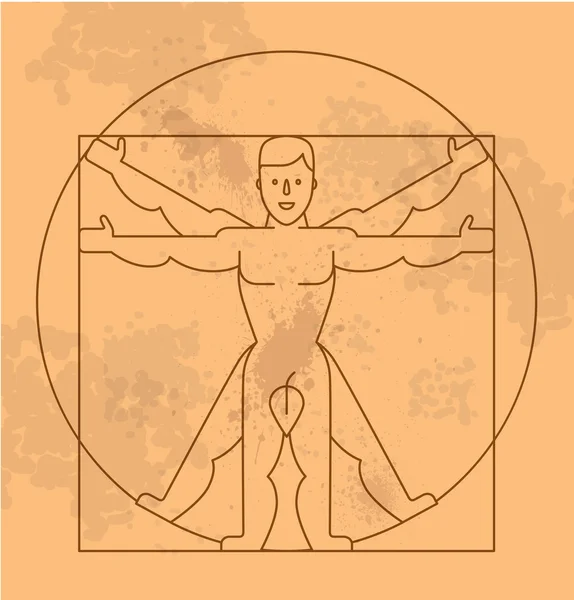 Flat Vitruvian Man — Stock Vector