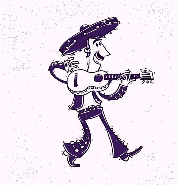 Cartoon Mariachi met gitaar — Stockvector