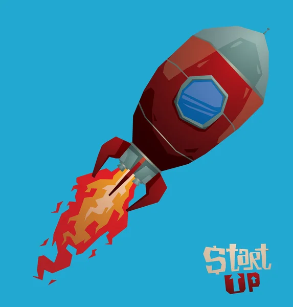 Etykieta Start Up the Rocket — Wektor stockowy