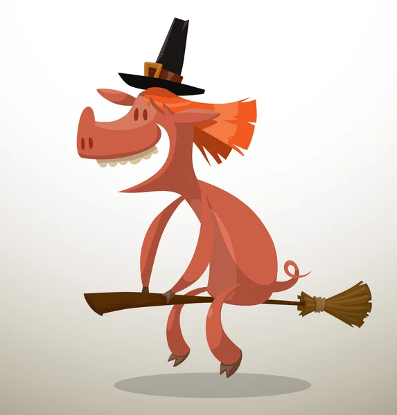 Sorcière de porc Halloween — Image vectorielle