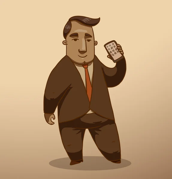 Cartoon Geschäftsmann mit Telefon — Stockvektor