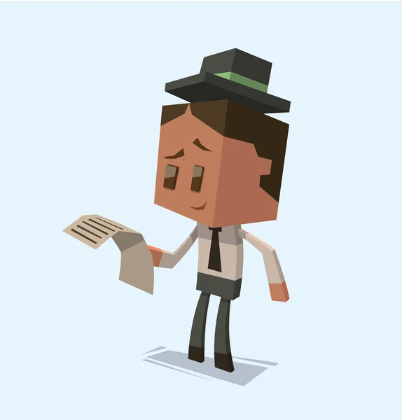 Cubo hombre de negocios con papel — Vector de stock