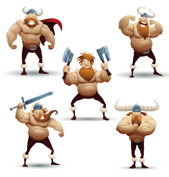 Viking bojovníci sada — Stockový vektor