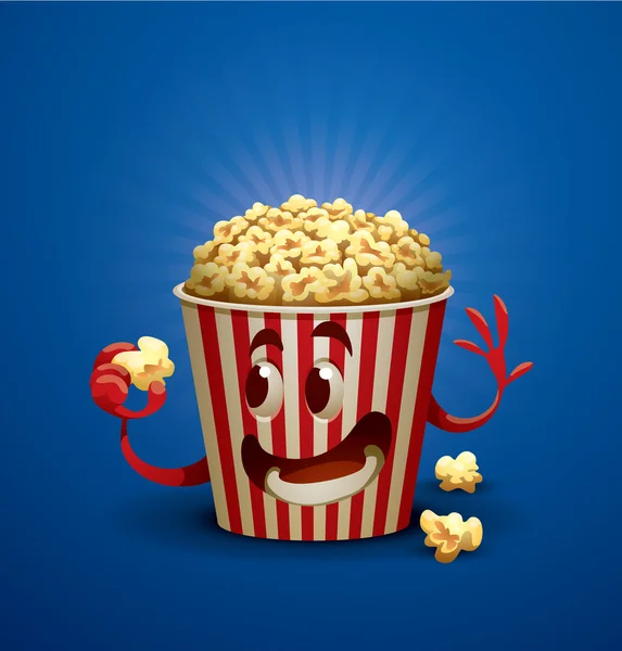 Wiadro popcornu szczęśliwy — Wektor stockowy