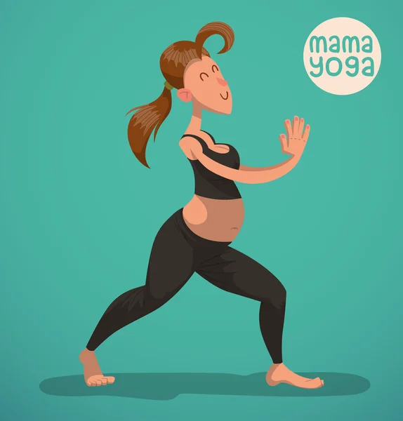 Señora del yoga embarazada — Vector de stock