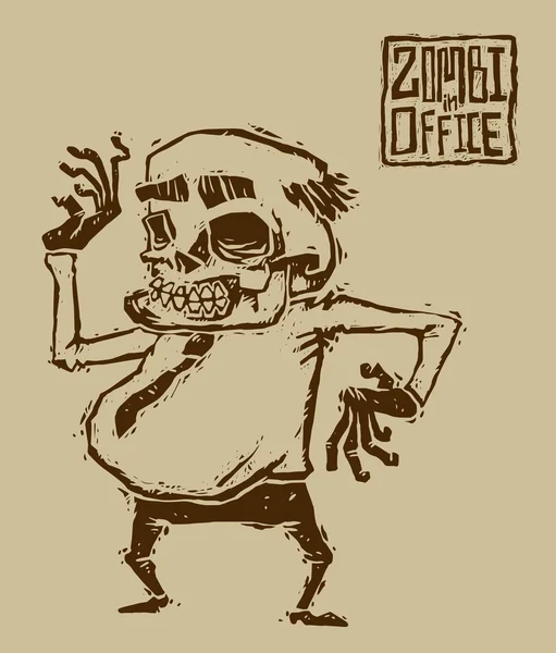 Fat Zombie en la oficina — Vector de stock