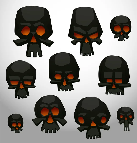 Set of Cartoon Skulls — Stock Vector