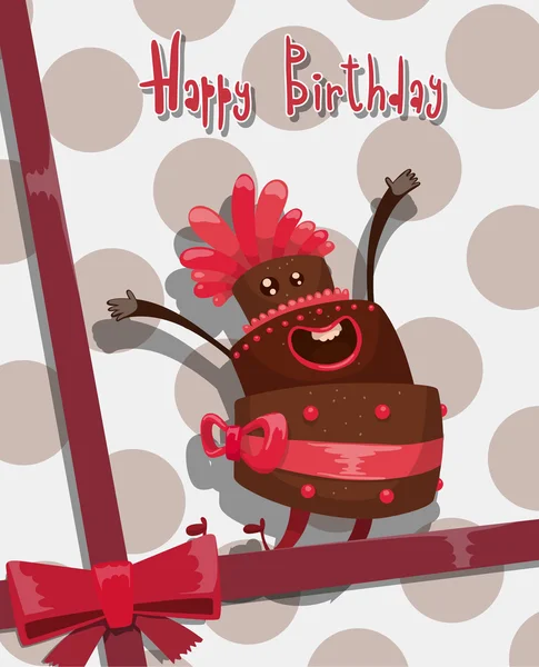 Karta z Happy Birthday cake — Wektor stockowy