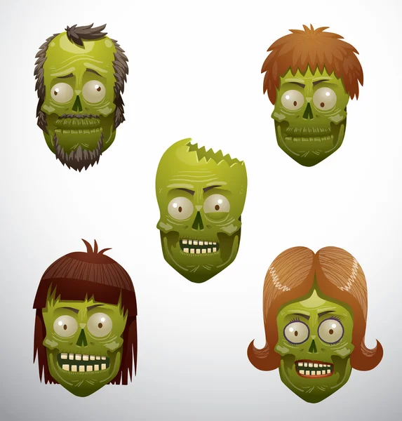 Zombie visages ensemble — Image vectorielle