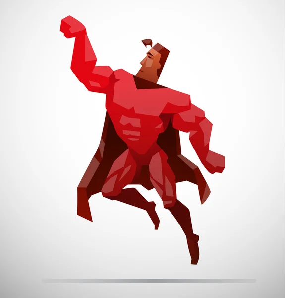 Superhéroe en traje rojo — Vector de stock