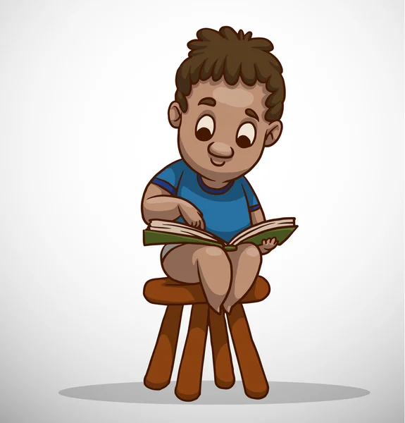 Niño aprendiendo sentado en silla — Vector de stock