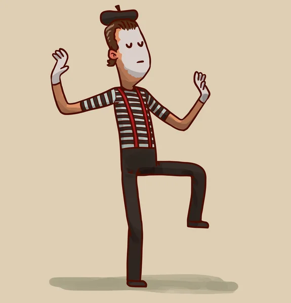 Dibujos animados Mime con los ojos cerrados — Vector de stock