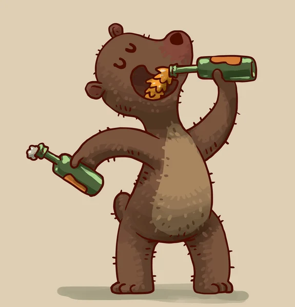 Bear with bottles of beer — Stock Vector