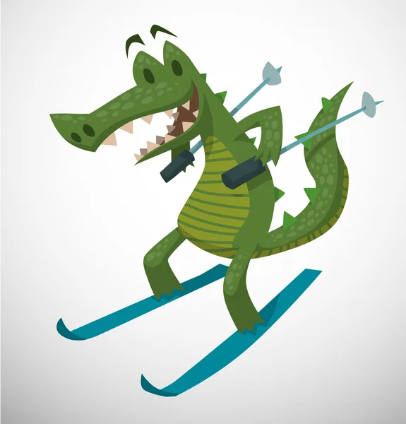 Vtipné kreslené krokodýl — Stockový vektor
