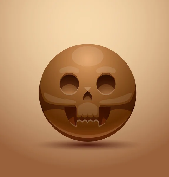 茶色の丸い頭蓋骨 — ストックベクタ