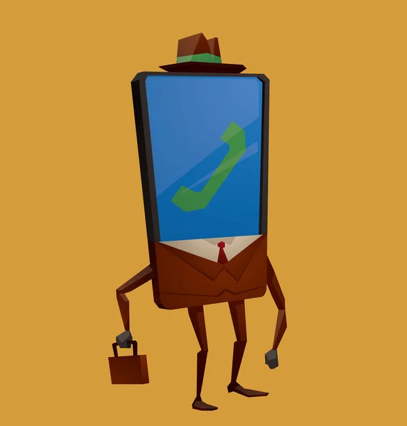 Travailler smartphone en costume — Image vectorielle