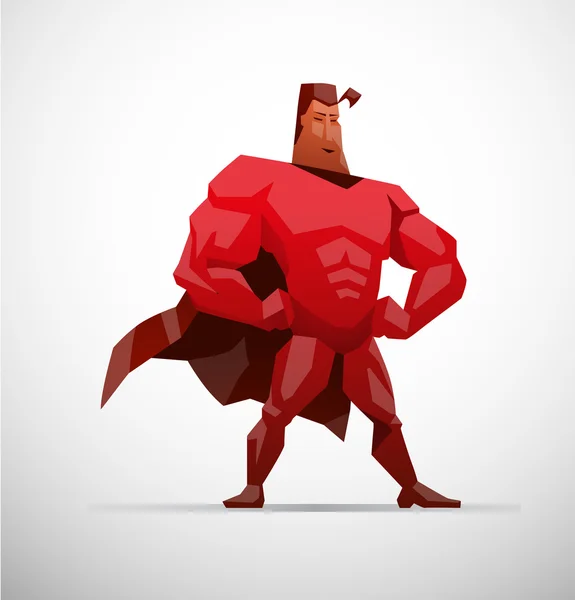 Superhéroe en traje rojo — Vector de stock