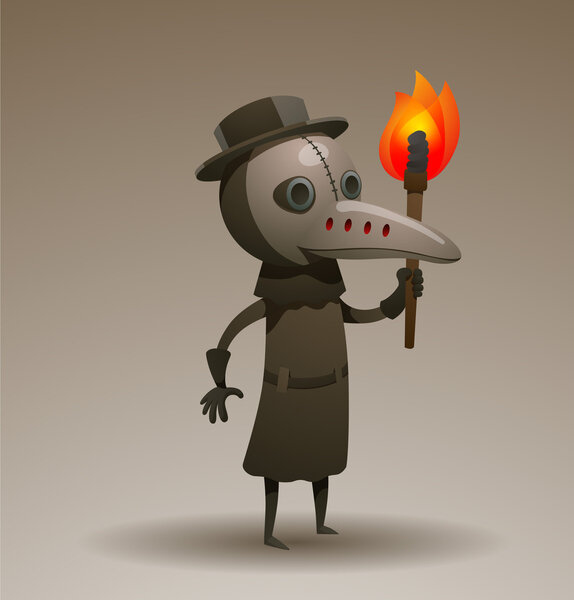 Plague doctor with torch