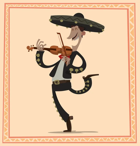 Dessin animé Mariachi avec violon — Image vectorielle