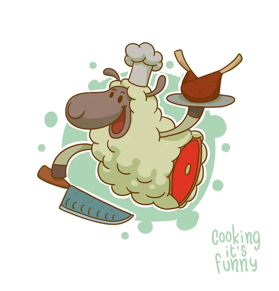 Cocinar es divertido con Lamb — Vector de stock