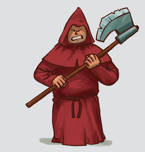 Inquisitore in vestaglia rossa con ascia — Vettoriale Stock
