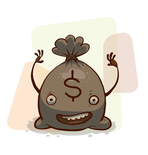 Funny geld tas — Stockvector