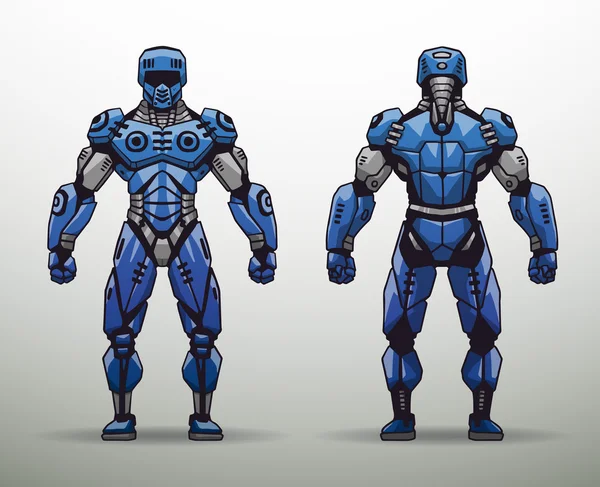 Soldado Cyborg azul — Vector de stock