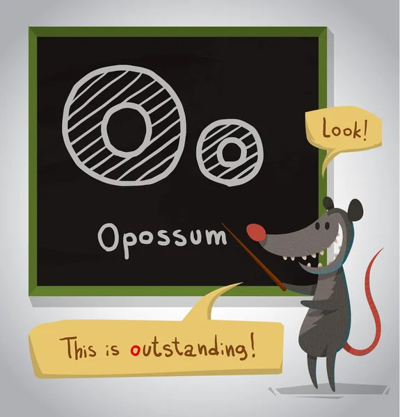 Alfabet kartun Opossum - Stok Vektor