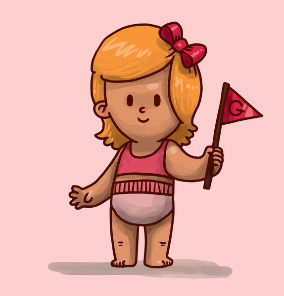 Petite fille mignonne avec drapeau — Image vectorielle