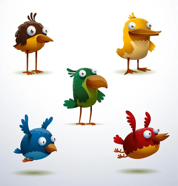 Conjunto de pájaros divertidos — Vector de stock