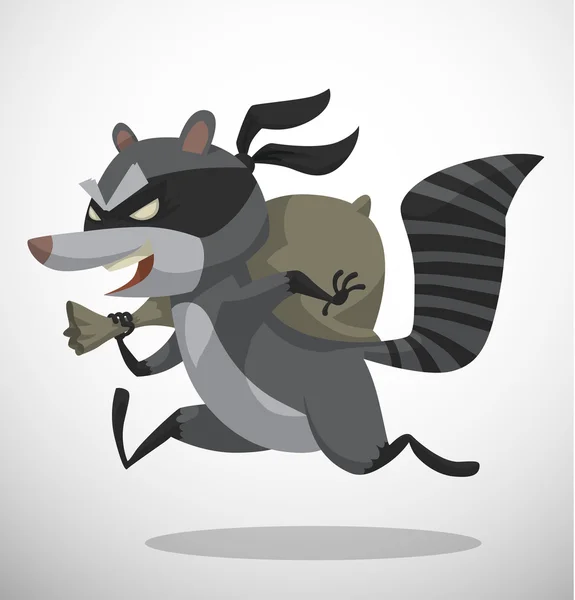 Cartoon banditen raccoon — Stock vektor