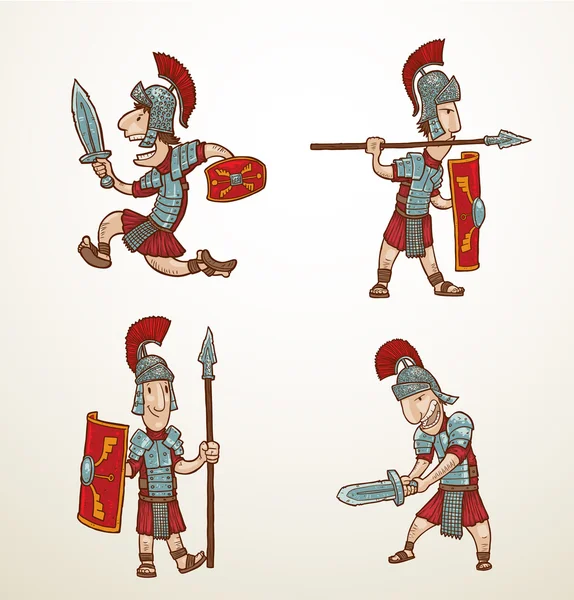 Ensemble de guerriers de Rome — Image vectorielle