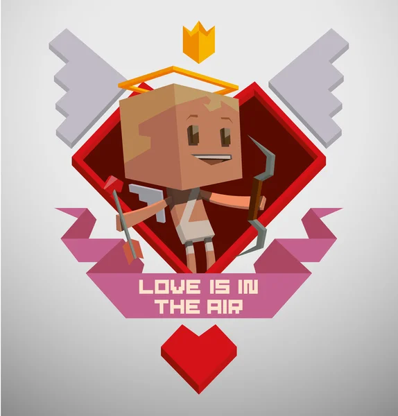 Emblema Cubo Cupido — Vector de stock