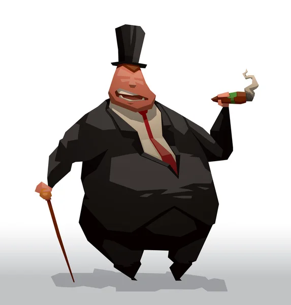 Толстый бизнесмен с сигарой — стоковый вектор