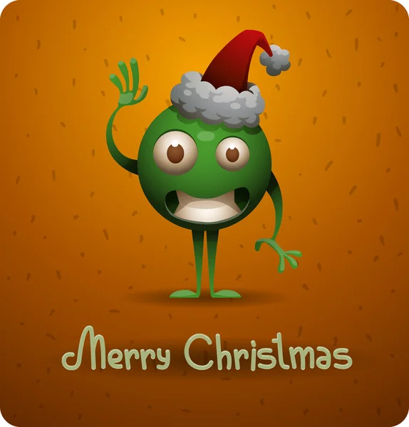 Funny Christmas green robot — Stock Vector