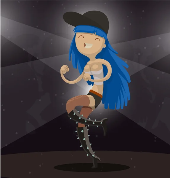 Chica con pelo azul en discoteca — Vector de stock