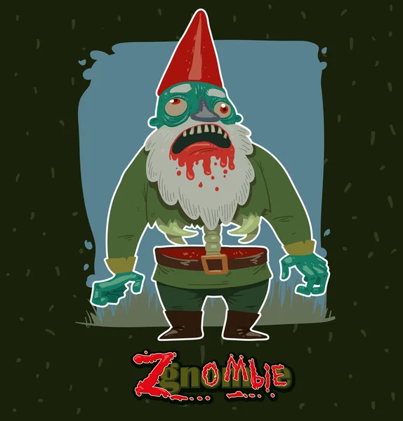 Zombie gnomo divertido — Vector de stock