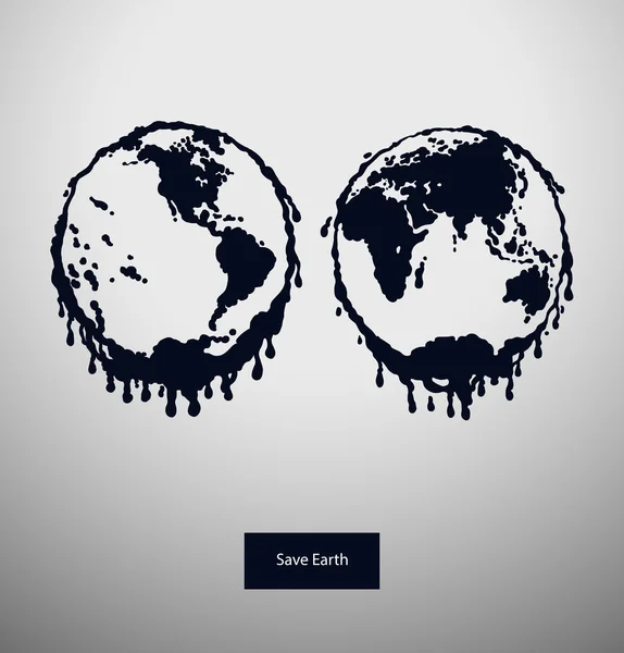 Hemispheres of Dirty Earth — Stock Vector