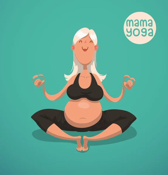 Wanita yoga hamil - Stok Vektor