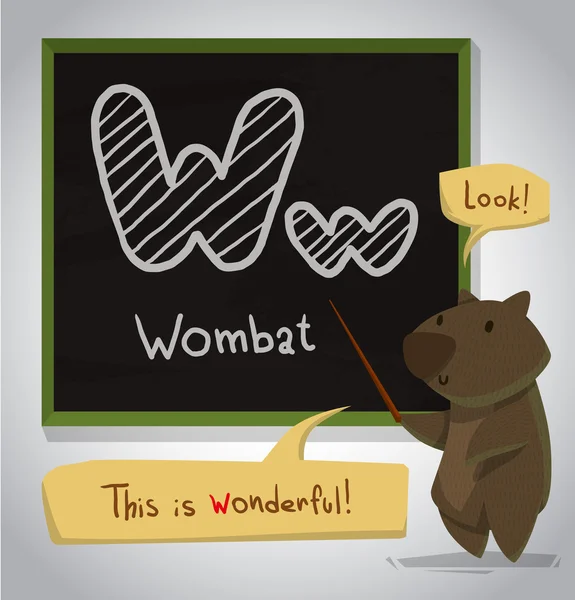 Alfabet kartun Wombat - Stok Vektor