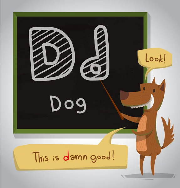 Alfabeto dos desenhos animados Dog — Vetor de Stock