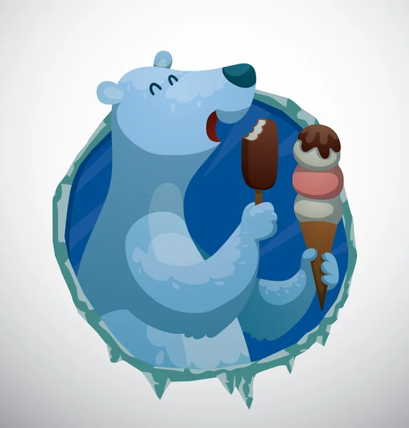 Urso polar com sorvete —  Vetores de Stock