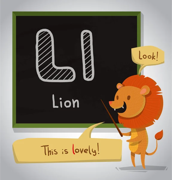 Γελοιογραφία αλφάβητο λιοντάρι — Διανυσματικό Αρχείο