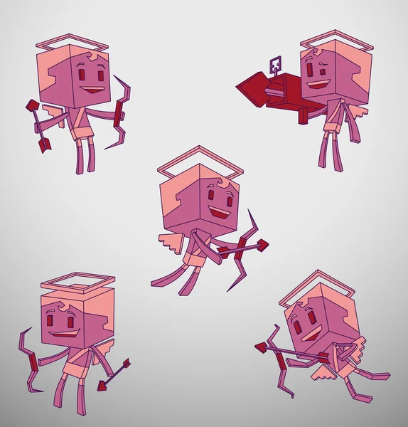 Set of Cube cupids — Stock Vector