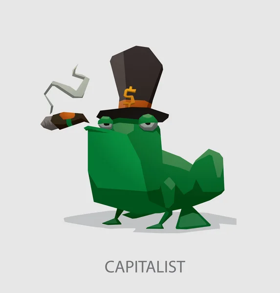 Γελοιογραφία βάτραχος η καπιταλιστική — Διανυσματικό Αρχείο