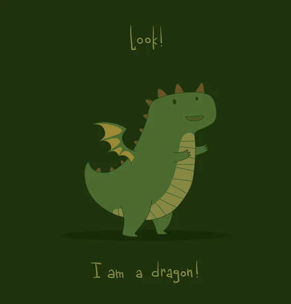 Verde lindo dragón — Vector de stock