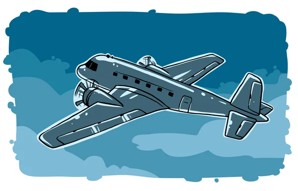 Retro plane in sky — Stock Vector