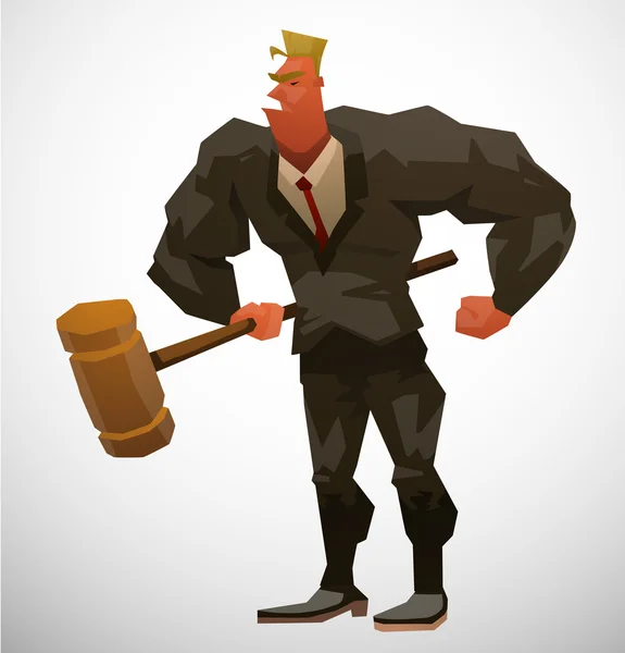 Muscular Lawyer with gavel — Stock Vector