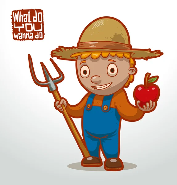 Παιδί εργαζόμενο αγρότη — Διανυσματικό Αρχείο