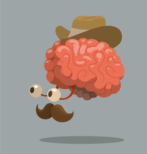 Cartoon brain with cowboy hat — Stock Vector